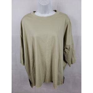 Planet Jersey Shirt Tan Soft Hipster Tee Lagenlook One Sz Short Sleeve Cotton